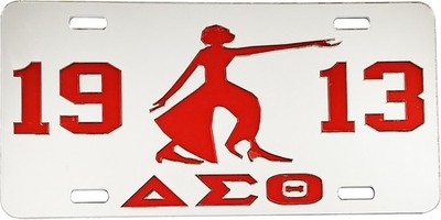 Delta Sigma Theta 1913 Lady Fortitude Mirror License Plate [Silver/Red - Car/...