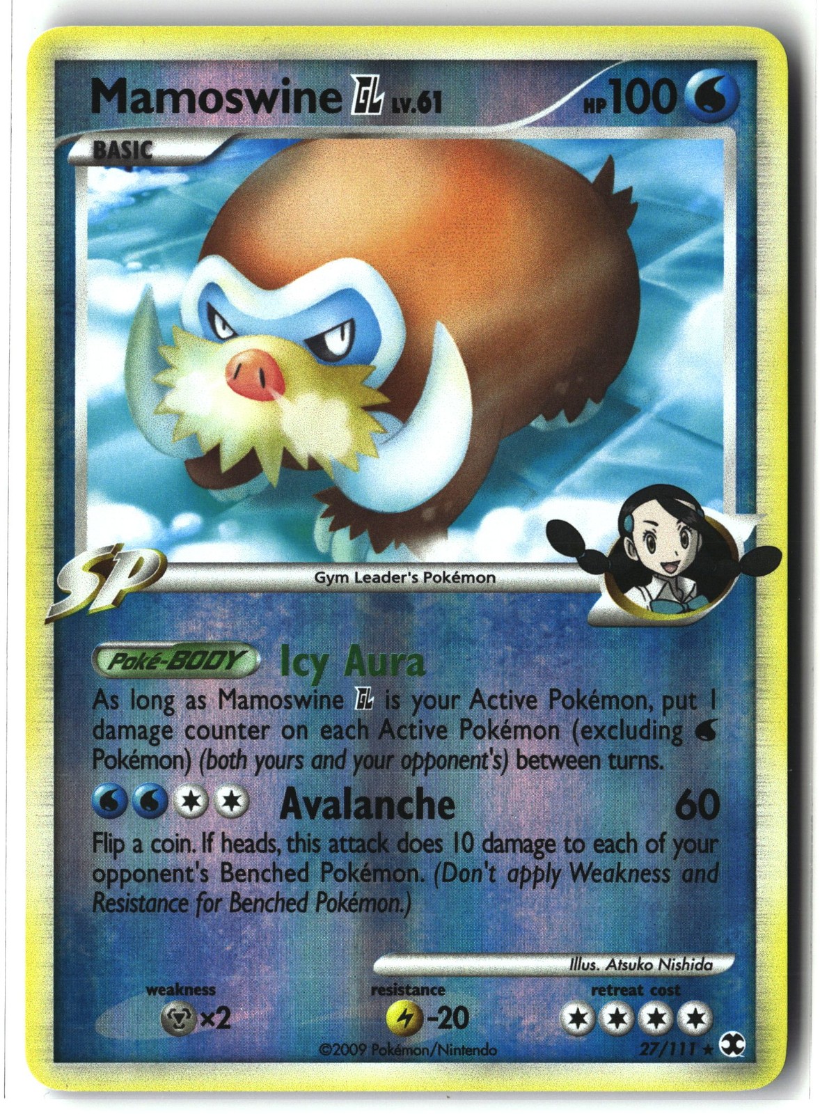 Mamoswine GL ⭐️ 27/111 Reverse Holo Rare Rising Rivals 2009 Pokemon NM