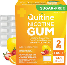 Nicotine Gum 2Mg, Fruit Flavor   240 Count  Quit Smoking Aid  Quit Smoking or