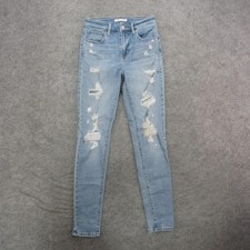 Levis 721 High Rise Skinny Jeans Womens 26 Blue Distressed Denim Stretch Pants