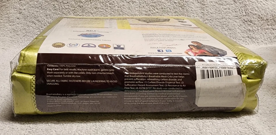 BreathableBaby Mesh Crib Liner 10125 Soft Lime Case KU03 NIP New - Image 3 of 3