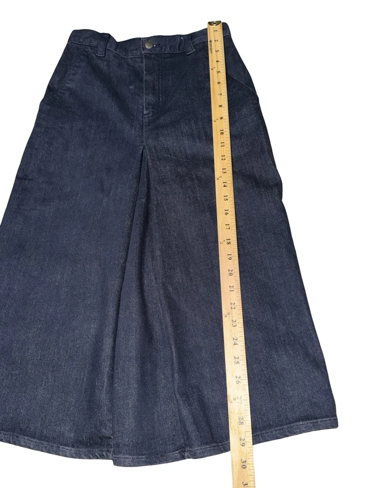 Falda midi de mezclilla para mujer COS línea A azul oscuro talla 26 algodón tiro medio Foto 4 de 4