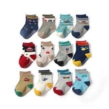 Toddler Non Skid Boy Socks 12 Pairs Infant Baby Kid Children Grips Socks 0-5 Yea