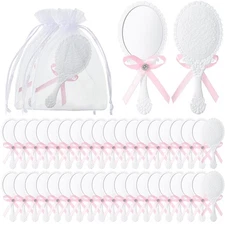 36 Sets Vintage Handheld Mirror Bulk Retro Embossed Compact Princess Makeup M...