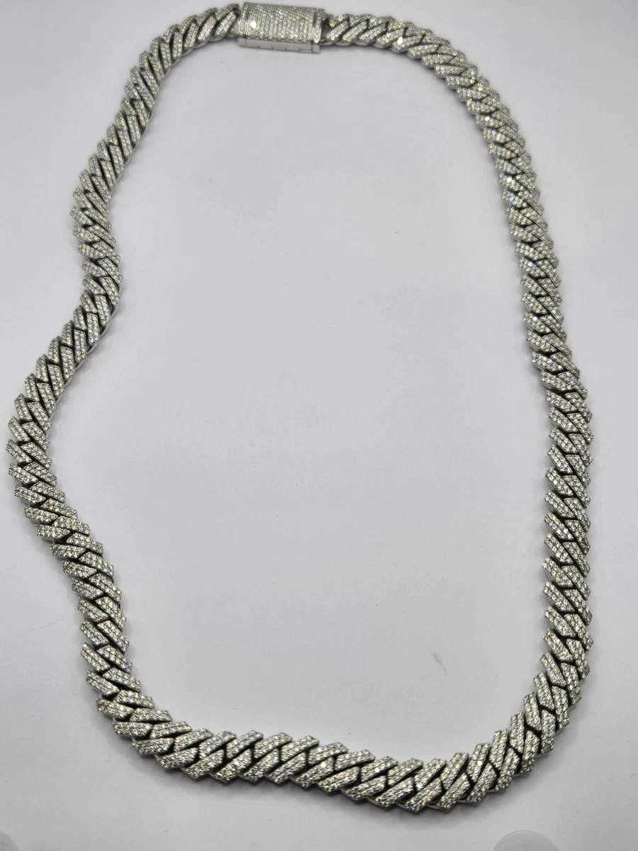 Colgante Cadena Flor De Oro Blanco Con Diamantes Solitario Y Orla De