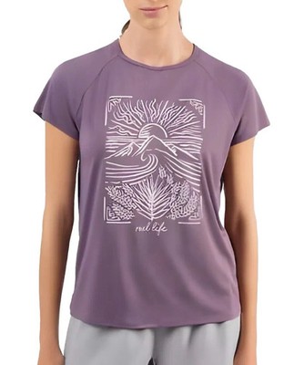Reel Life Women's Jax Beach Split Back Graphic Tee  Purple, White