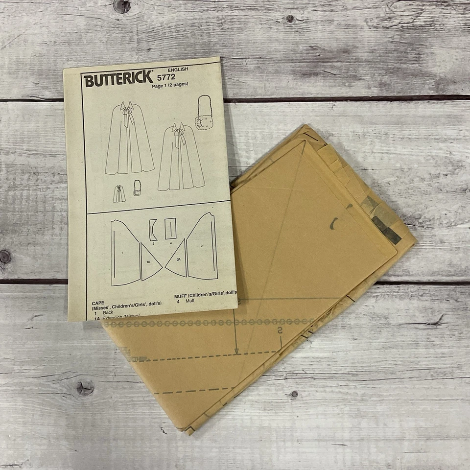 Butterick 5772 Sewing Pattern Cape Mother Daughter 18 Inch Doll Costume UNCUT - Image 3 of 3