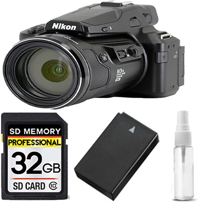 Nikon COOLPIX P950 Digital Camera 83x Optical Zoom WiFi + EXT BATT - 32GB KIT
