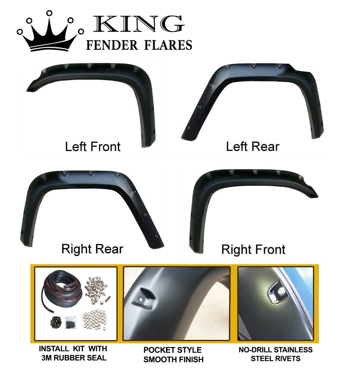 KING FENDER FLARES fits 2007-2014 TOYOTA FJ CRUISER - Pocket Style
