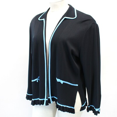Ming Wong Plus Black Ruffle Collared Jacket Blazer Cardigan  career office 2X