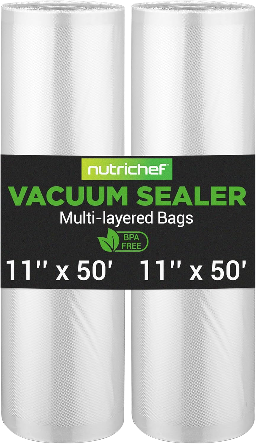 Vacuum Sealer Bags 11x50 Rolls 2 Pack for FoodSaver Seal-a-Meal NuWave and More