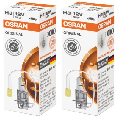 2 X OSRAM Halogenlampe H3 ORIGINAL LINE 12V 55W PK22s 64151