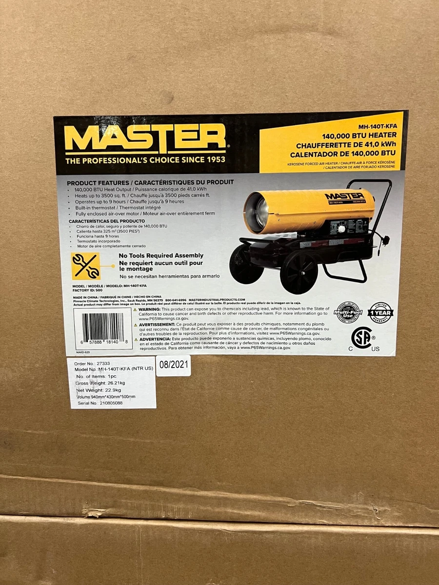 Master 140,000 BTU MH-140T-KFA Heater 3500 sq ft | eBay
