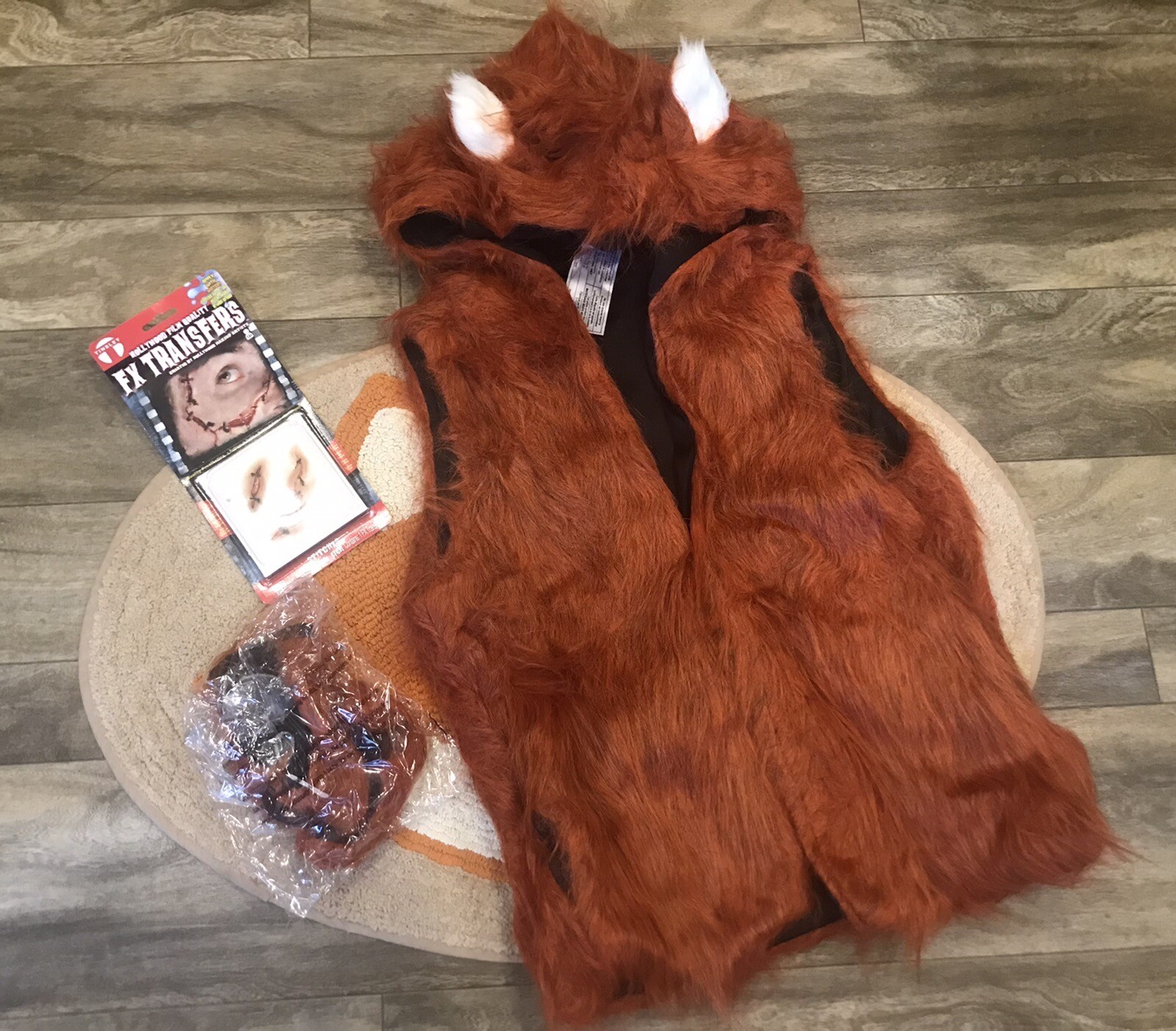 Womens S/M 4-8 Halloween Fox Vest Costume W/FX Transfers/Face Stitches. #259 image 6