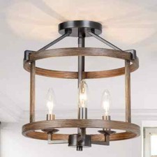 LNC Farmhouse Flush Mount Ceiling Light 3-Light Bronze Ceiling Light Fixture