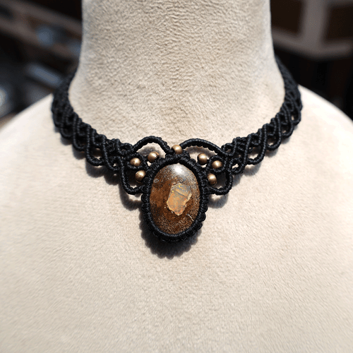 Handcrafted Australian Natural Boulder Opal Boho Macrame Choker Crystal Necklace - Picture 2 of 10