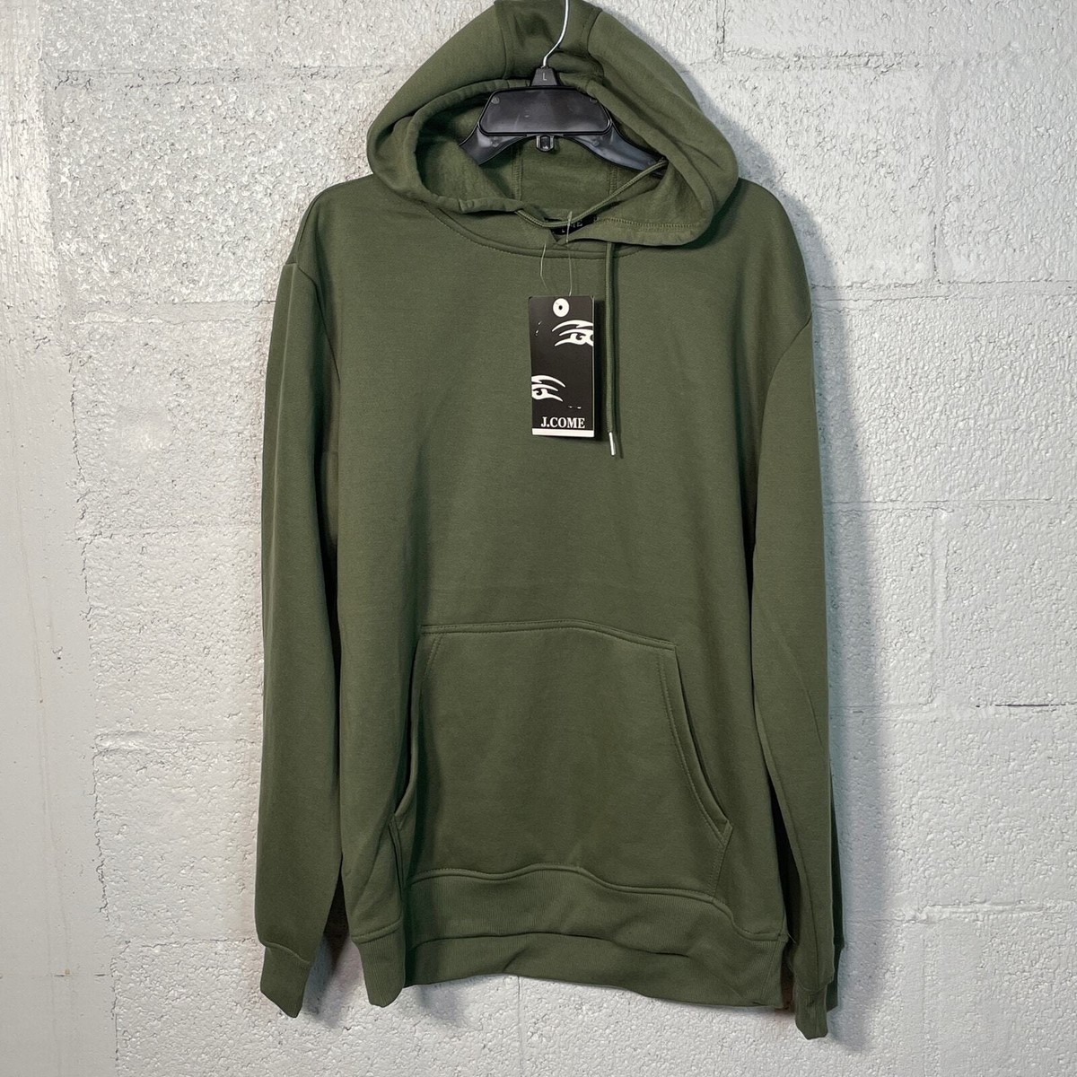 Come Men's Pullover fleece Hoodie black Large