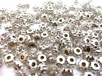  100 Stck. x 7,5 mm AAA Qualität Klar Silber Nähen Diamant Strass Kristall Nieten