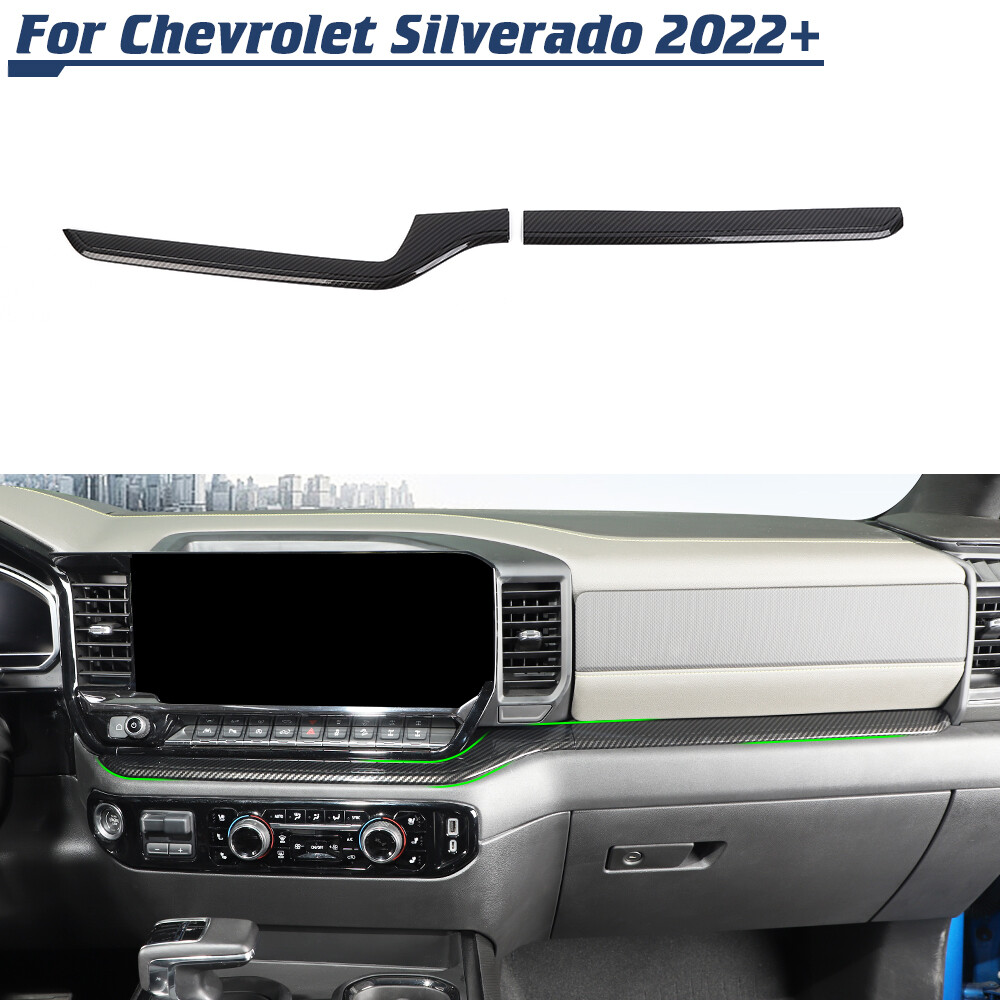 Center Console Co-pilot Cover Trim Strips For Chevy Silverado 2022+ Carbon Fiber