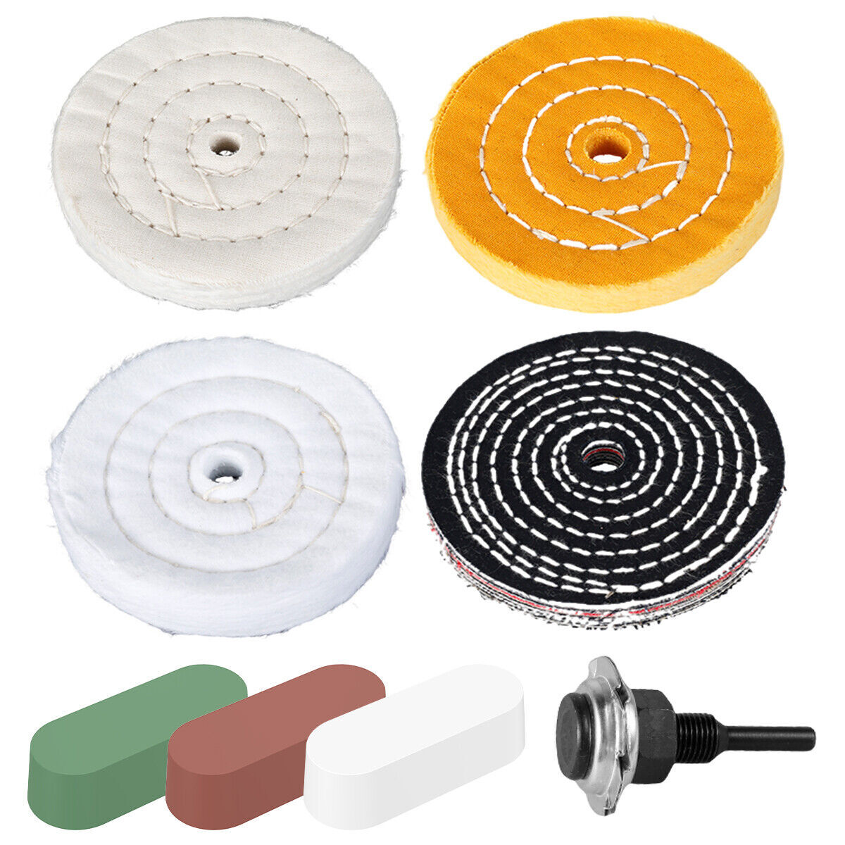 4Pcs Spiral Stitched Cotton Buffing Polishing Wheel Mop Tool For Bench