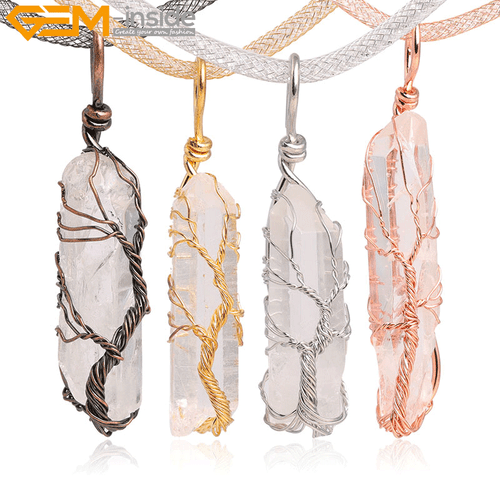 Natural Life Tree Chakra Rock Quartz Jewelry Pendant Necklace16'' Energy Healing - Picture 2 of 30