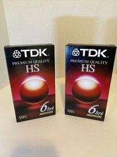 2- TDK Premium Quality HS T-120 6 Hour Blank VHS Tapes, NEW - SEALED