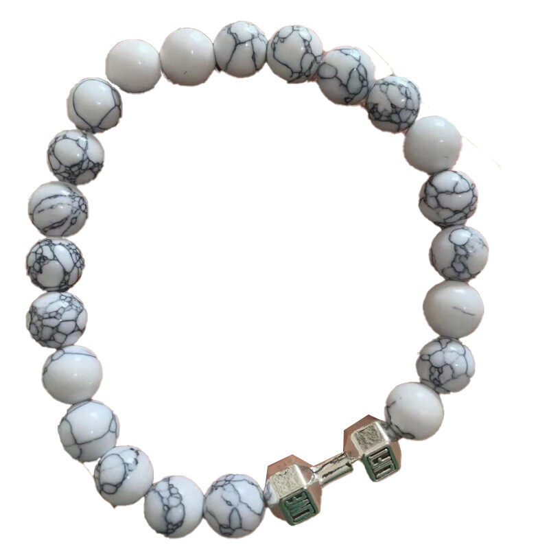 Stone Beaded Bracelet Fitness Dumbbell Shape Vintage Bangles Barbell
