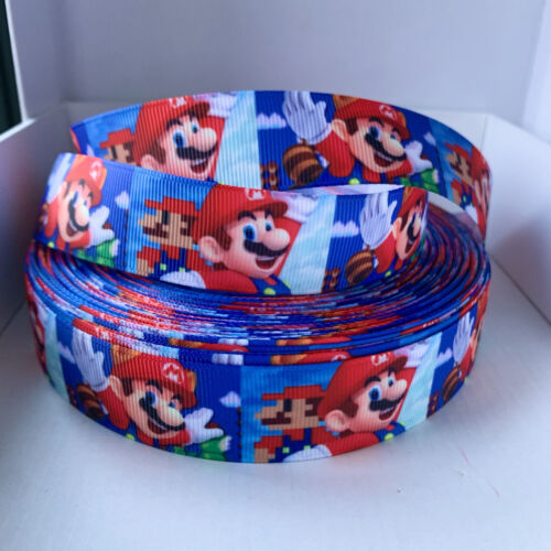 YARD SUPER MARIO GAME LUIGI TOADSTOOL GROSGRAIN RIBBON CHARACTER CRAFT CAKE BOW