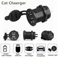 Dual USB Port Car Cigarette Lighter Socket Splitter Charger Power Adapter 12V/24