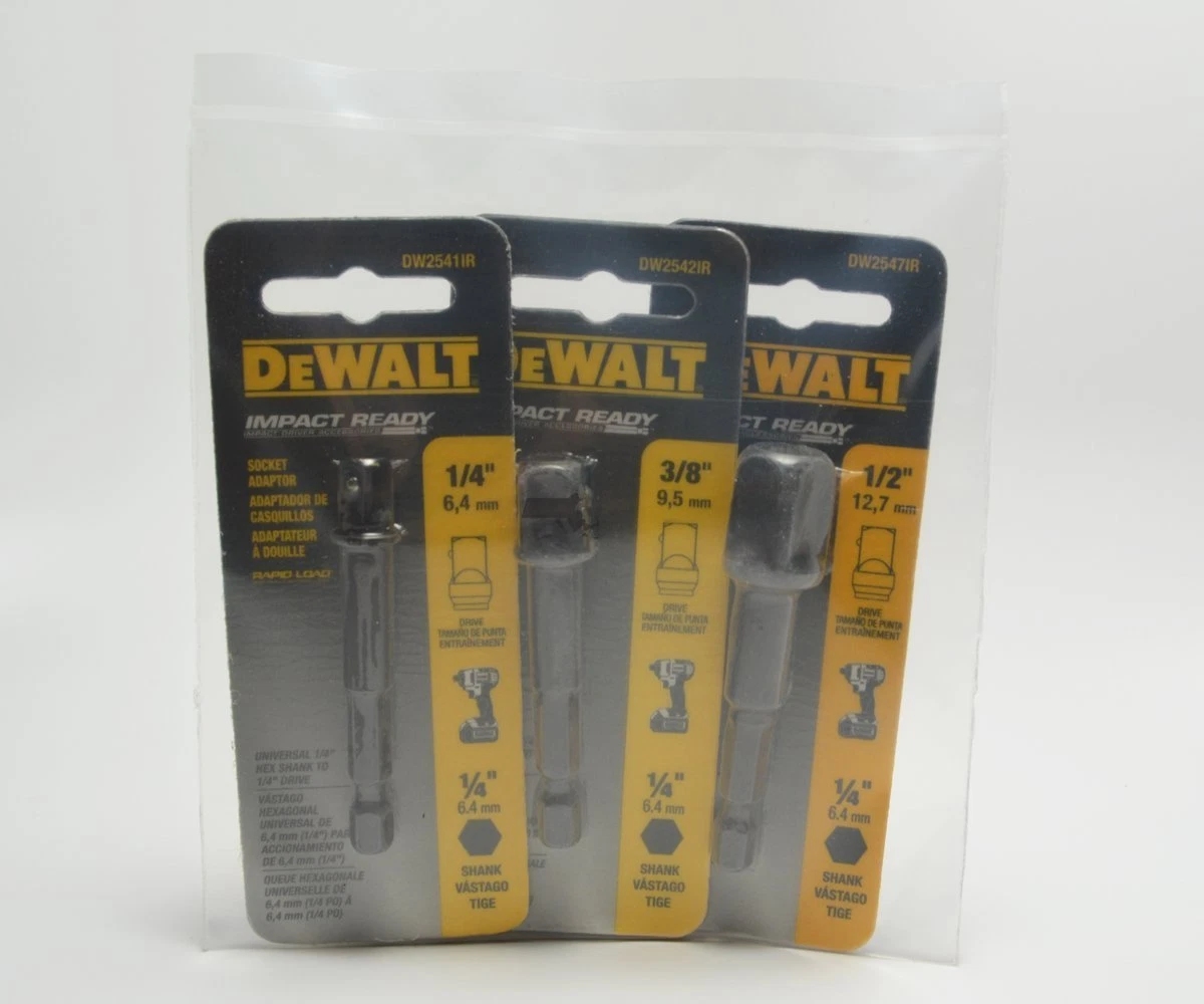 DeWalt Impact Driver Ready 3 Pc Socket Adapter Set DW2541IR DW2542IR DW2547IR