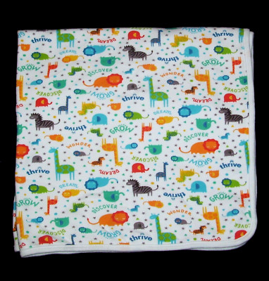Animals Discover Dream Thrive Wonder Baby Blanket Lion Elephant Zebra Polka Dots