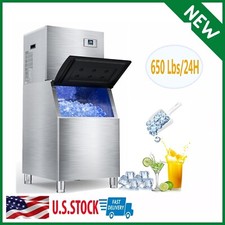 Commercial Ice Maker Machine 650Lbs/24H 400Lbs Storage Bin 210Pcs/CycleIce Cubes