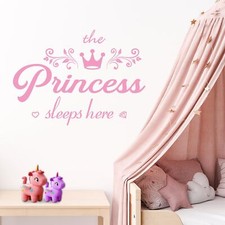 Princess Wall Decals, Pink Crown Wall Stickers for Nursery Bedroom, Girls Kid...
