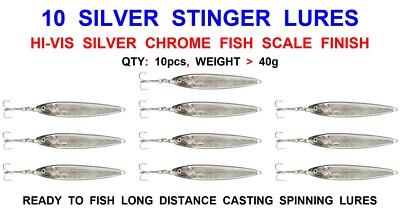 10 SILBER STINGER KÖDER 40g WILD GROB MEERESANGELN SPINNER HECHT BARSCH MAKREREL