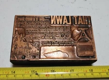 Vintage Letterpress Printing Block The Dunham Water Weight Roller For Lawns