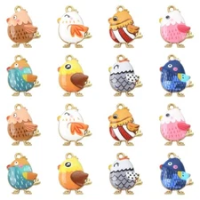 40x Alloy Cute Rooster Chicken Charm Pendant for DIY Keychain Jewelry Making