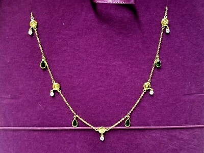 Caratlane Saachi Coin Gemstone Necklace 18kt Yellow Gold Synthetic Emerald 