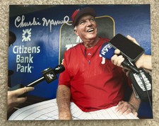 CHARLIE MANUEL PHILADELPHIA PHILLIES signed 8x10 Photo WS CHAMPS 2008 Autograph