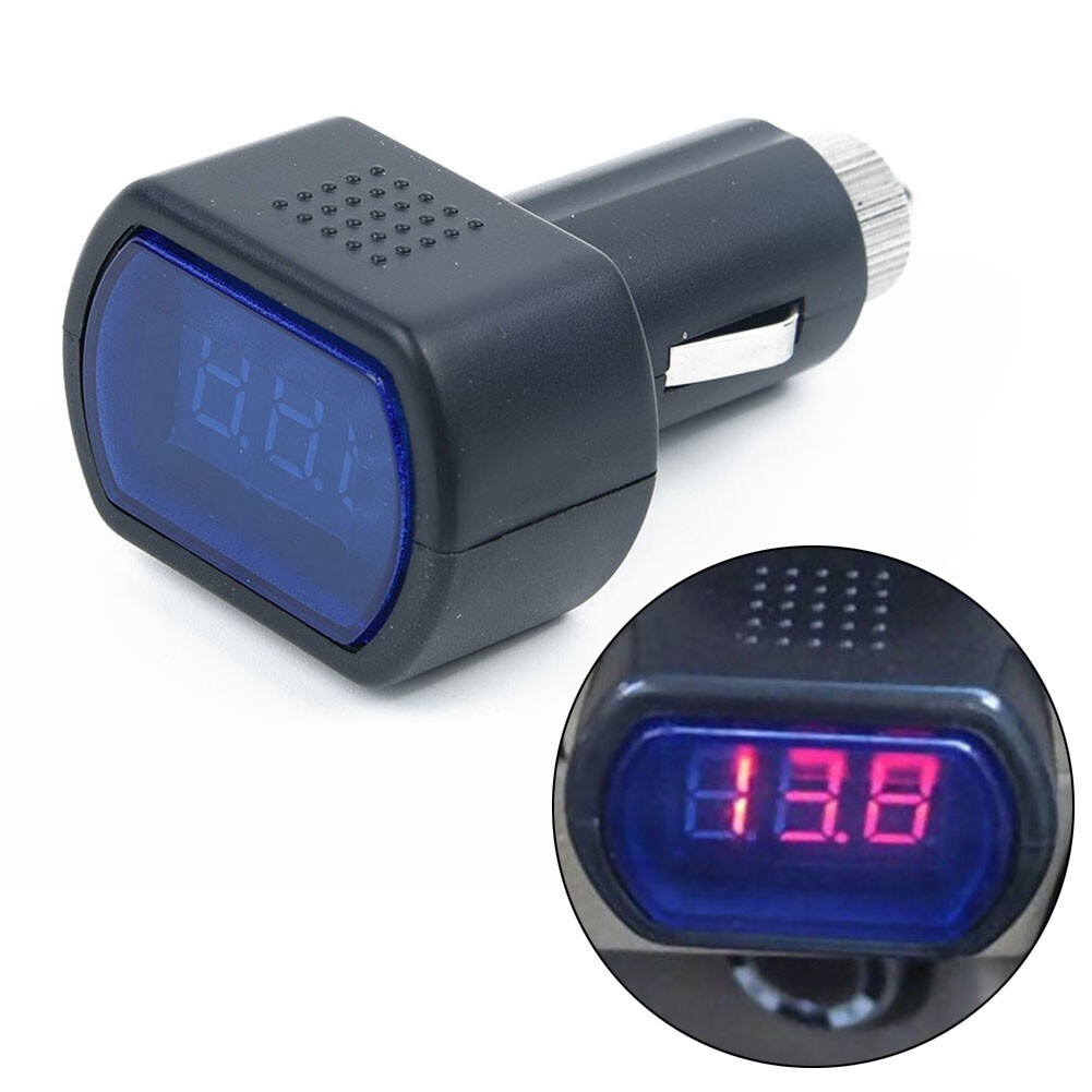 Digital Clock And Thermometer For Car - LED Lighted Display - DC 12V - Dual Temperature Gauge And Voltmeter - Ideal For Automobiles