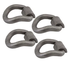 (4 Pack) 1" Bent Forged D-Ring w/ Weld On Clip, WLL# 15,600 lbs