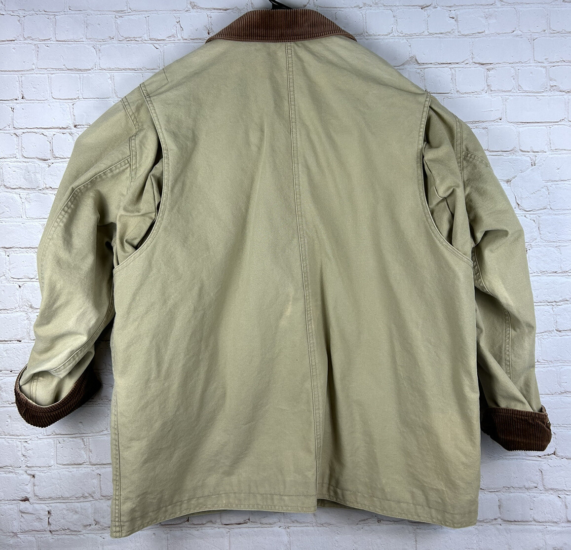 Lands End Field Barn Coat Chore Jacket Corduroy Trim Pocket Flannel