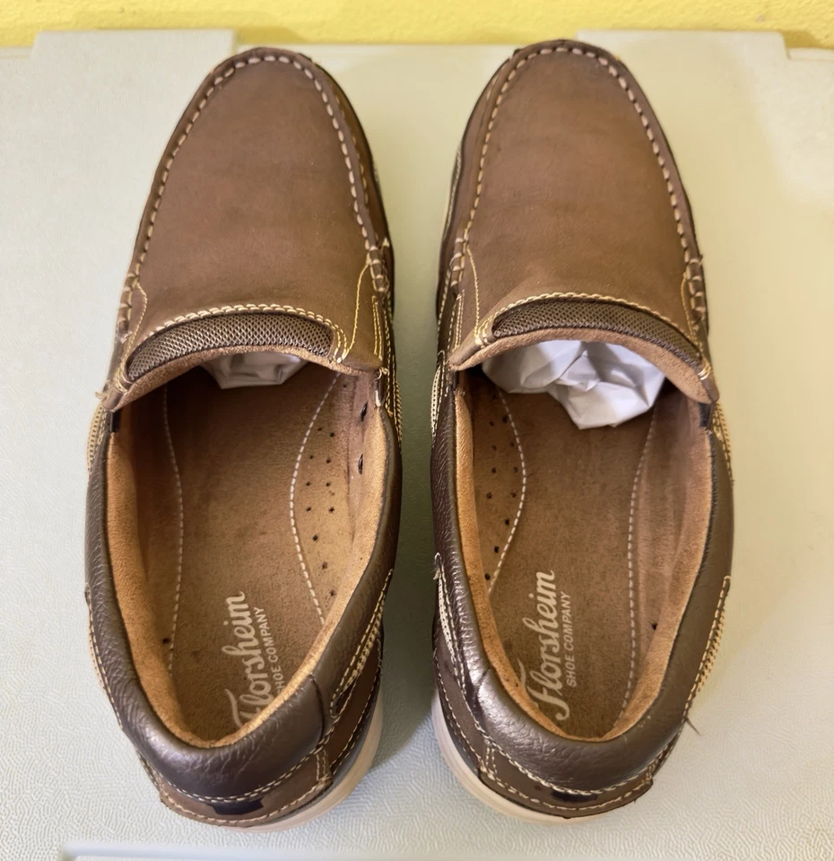 Zapatos sin cordones Florsheim Lakeside Boat de cuero marrón para hombre talla 11 M Foto 2 de 3