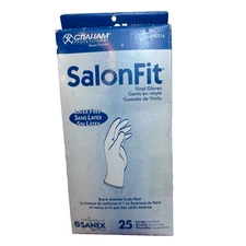 Vintage Graham's Professional SalonFit Beauty Vinyl Gloves Latex Free Large 25