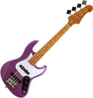 Flight Mini JB Bass Purple Shortscale E-Bass Gigbag Tasche Roasted Maple Ahorn