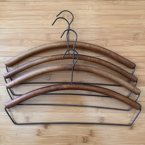 Vier Vintage Werbung Holz Metall Kleider Anzug Kleiderbügel Brooklyn NY Reinigung - Bild 6 von 21