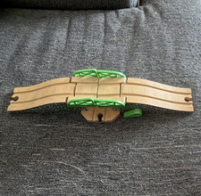 BRIO Wooden Train Track Lift Bridge Overpass Piece with Green Plastic Rails