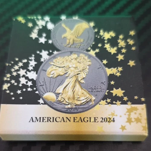 U.S. Mint American Eagle 2024 Ruthenium & Yellow Gold 1 oz .999 Silver BU