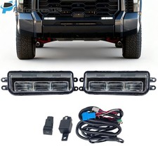 Pair Led Fog Lights Lamps Clear Lens White Driving For 2022-2024 Toyota Tundra