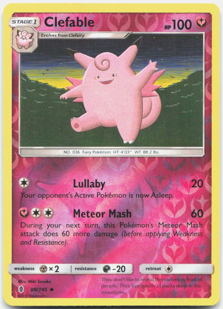 Clefable 89/145 Uncommon Guardians Rising Pokemon Reverse Holo Moderately Played