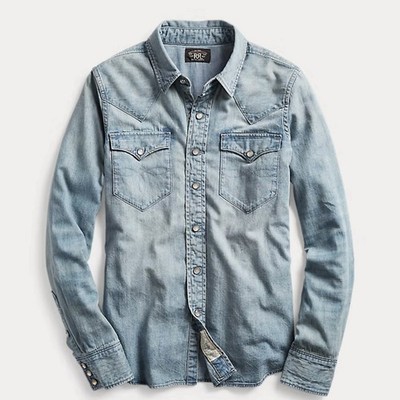 RRL by Ralph Lauren Indigo Denim Western Shirt Japanese Cotton COLLECTIBLE  